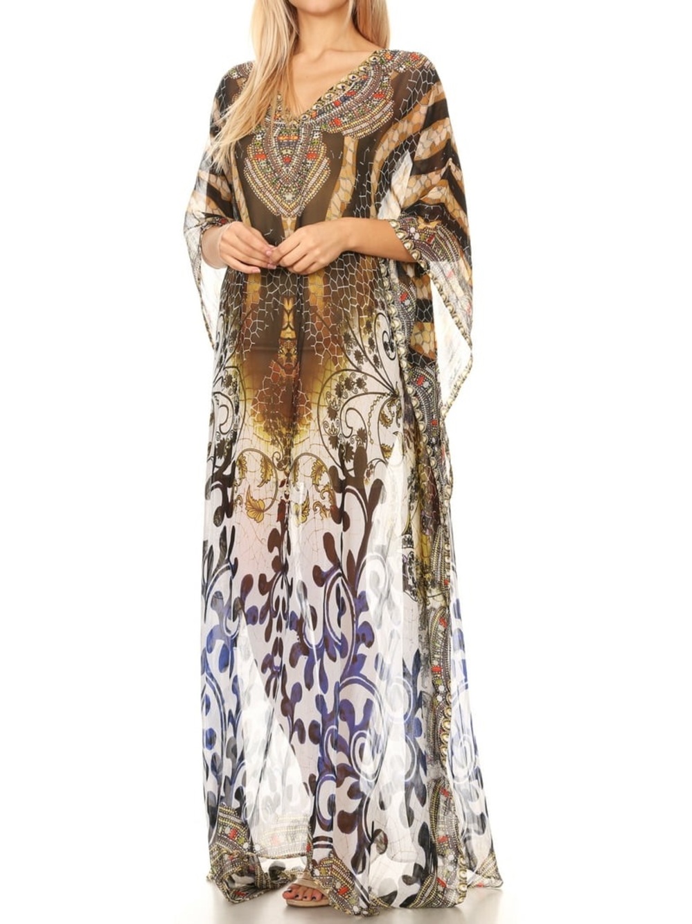 Rhinestone Swimsuit Coverup/ Caftan / Kaftan OS